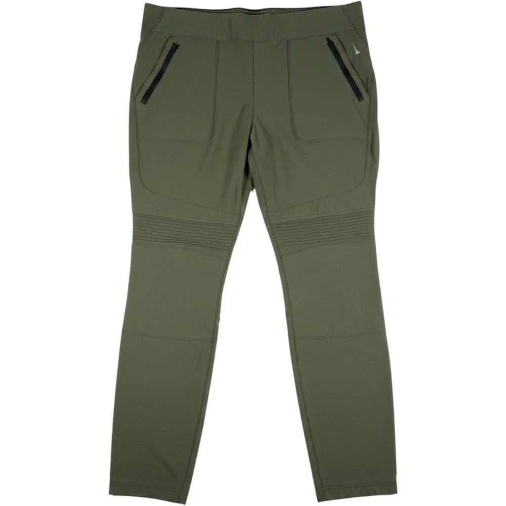 Duluth Trading Co Women 18 Long Green Moto Utility Pants Stretch Outdoor